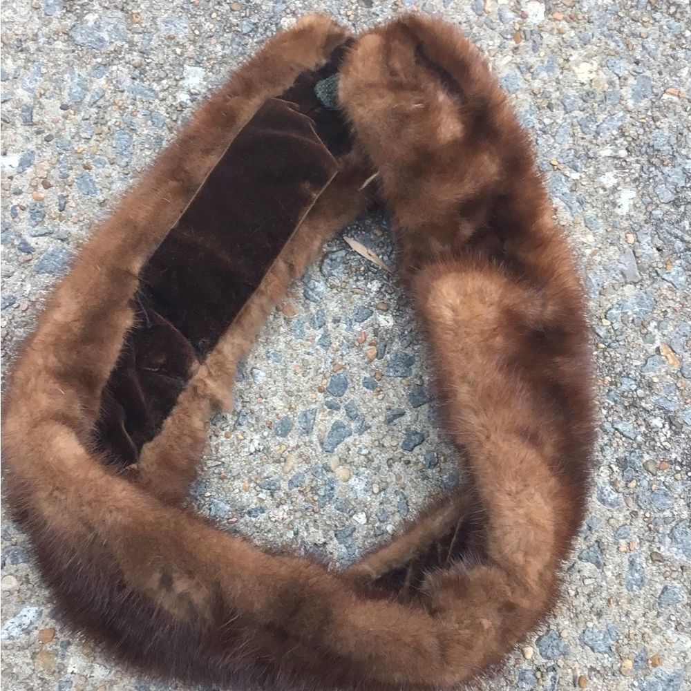 Vintage Brown Genuine Mink Fur Collar Neck Wrap